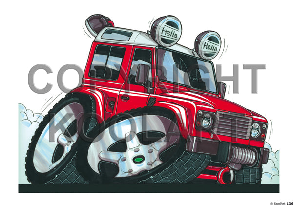 Land Rover Defender Red / White Roof (SKU136)