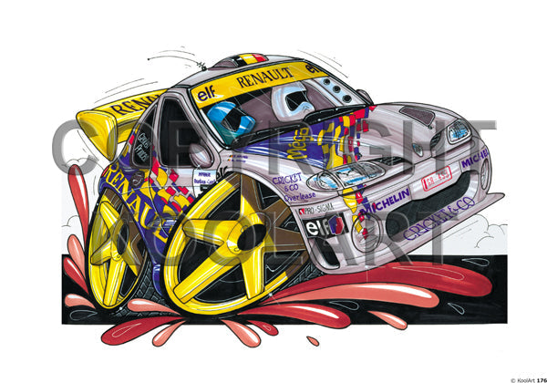 Renault Megane Rally White / Yellow / Blue (SKU176)