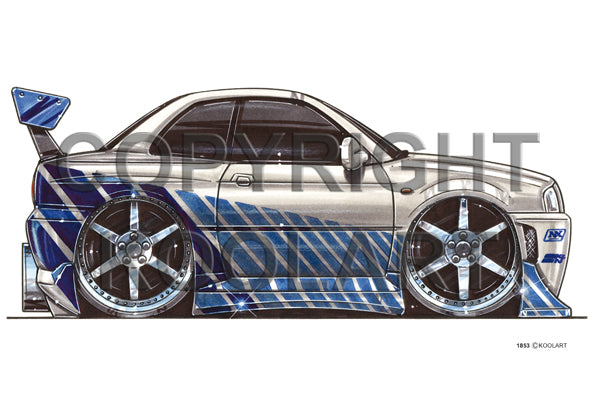Nissan Skyline Side Silver/Blue (SKU1853)