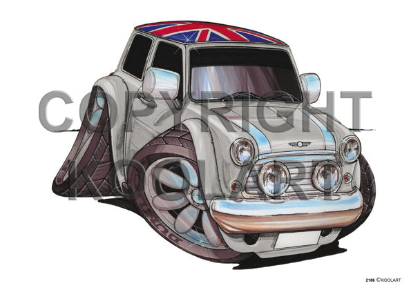 Mini Cooper Union Flag Silver/White (SKU2186)