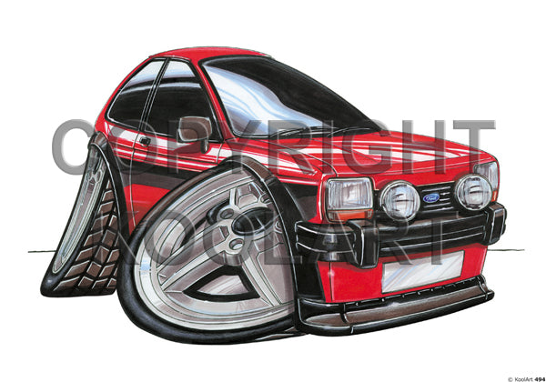 Ford Fiesta MkI Supersport Red / Black Strip (SKU494)