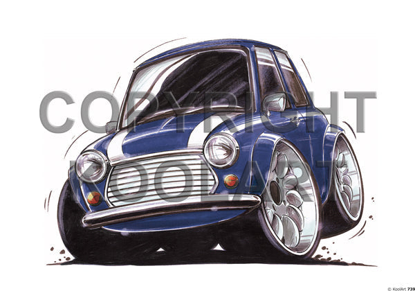 Mini Cooper Blue / White Stripe (SKU739)