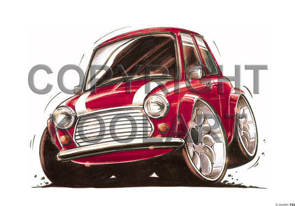 Mini Cooper Red / White Stripe (SKU742)
