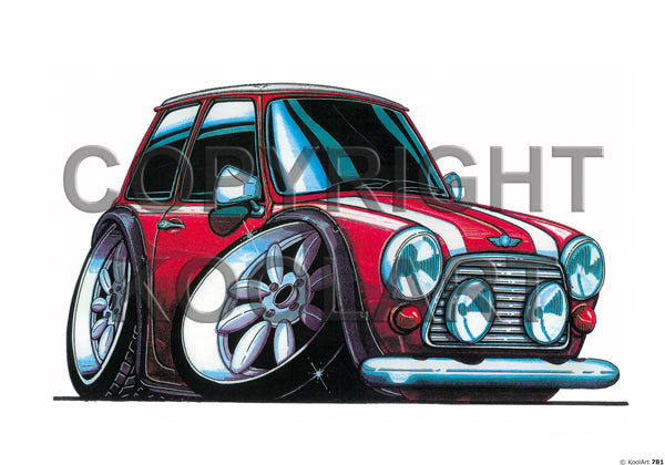 Mini Cooper Red / White Stripe (SKU781)