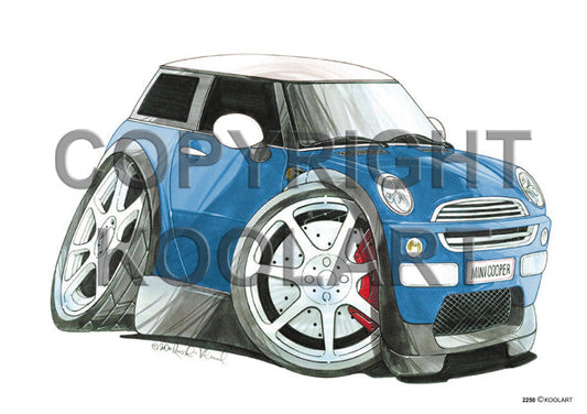 Mini Cooper New Blue/White (SKU2250)